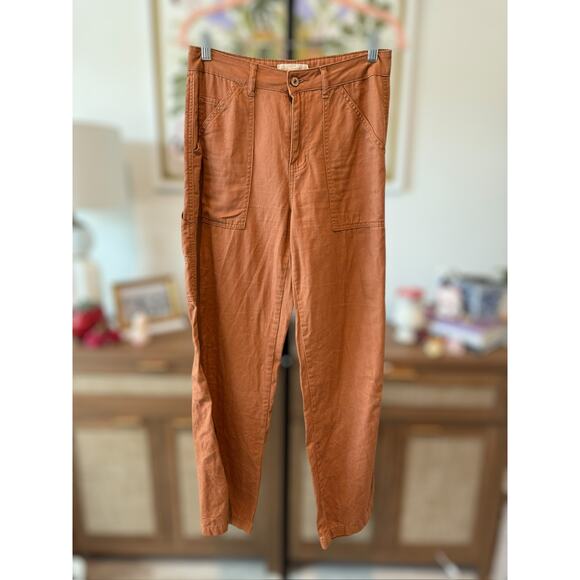 Happily Grey Womens Pants High Rise Straight Leg Pockets Rust Orange Size 1/25 - Picture 1 of 8